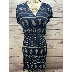 Lucky Brand large blue and white v neck‎ summer dress - 3147